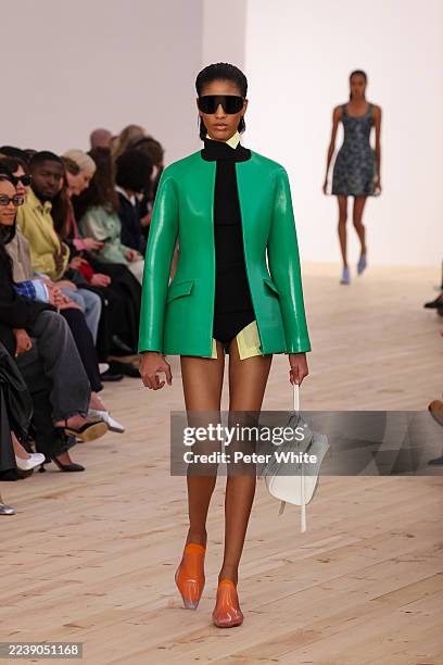 Model walks the runway during the Loewe Womenswear Spring/Summer 2026 show as part of Paris Fashion Week on October 03, 2025 in Paris, France.