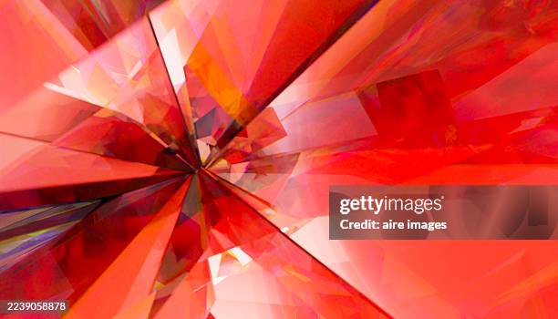 abstract red geometric crystal shards refracting light - angle stock pictures, royalty-free photos & images