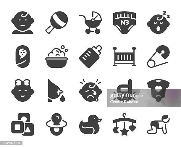 baby - icons - crawling icon stock illustrations