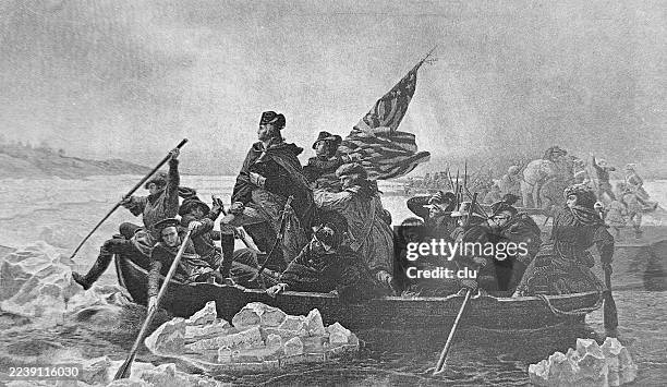 ilustrações de stock, clip art, desenhos animados e ícones de george washington crossing the delaware river - george washington