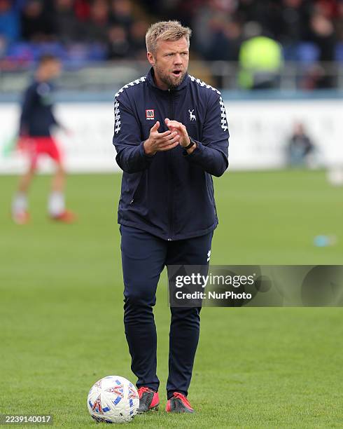 Nicky Featherstone of Hartlepool United leads the warm-ups during the Enterprise National League match between Hartlepool United and York City at...