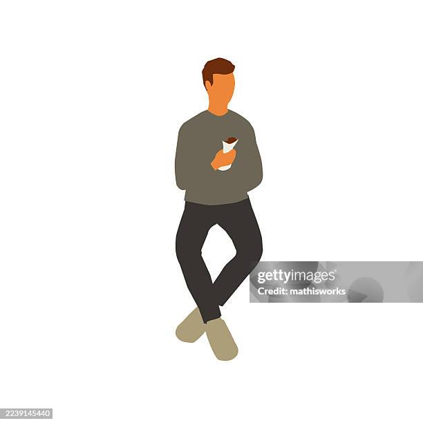 seated man facing viewer - sandwich top view stock illustrations