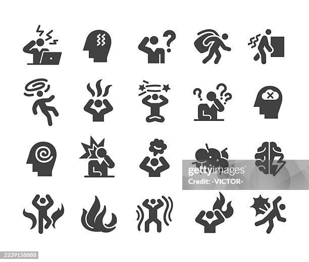 depression icons - klassische serie - selbstmord stock-grafiken, -clipart, -cartoons und -symbole