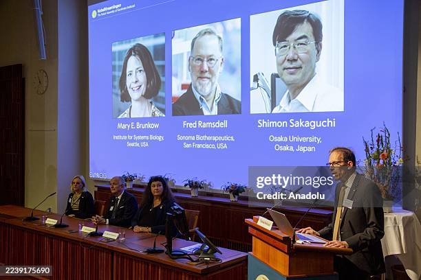 Announcement of the Nobel Prize in Physiology or Medicine 2025 awarded by the Nobel Assembly to scientists Mary E. Brunkow , Fred Ramsdell and Shimon...