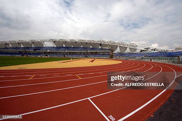 General view during works at the at the Athletics Complex in preparation for the XVI Pan American Games in Guadalajara, state of Jalisco, Mexico on...
