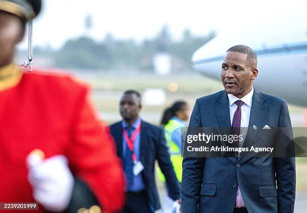 Botswana President Duma Boko arrives at Julius Nyerere Airport in Dar es Salaam on January 27, 2025. He came to attend the African Energy Summit.