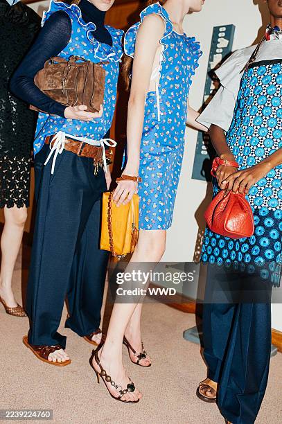 Backstage at the Miu Miu fashion show as part of Spring/Summer 2026 Paris Fashion Week held at Palais d'Iena on October 06, 2025 in Paris, France.