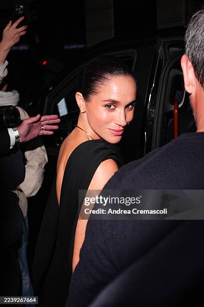 Meghan Markle is seen during the Womenswear Spring Summer 2026 as part of Paris Fashion Week on October 05, 2025 in Paris, France.