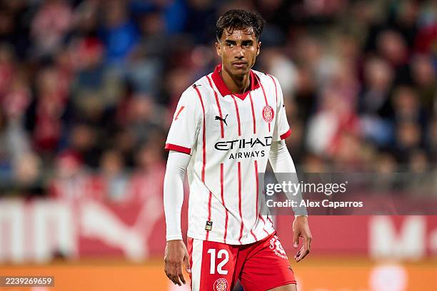 Vitor Reis of Girona FC looks on during the LaLiga EA Sports match between Girona FC and RCD Espanyol de Barcelona at Montilivi Stadium on September...