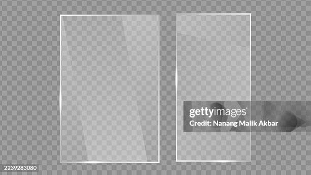 realistic clear flat glass, window, or mirror collection with transparent background - rectangle plate stock illustrations