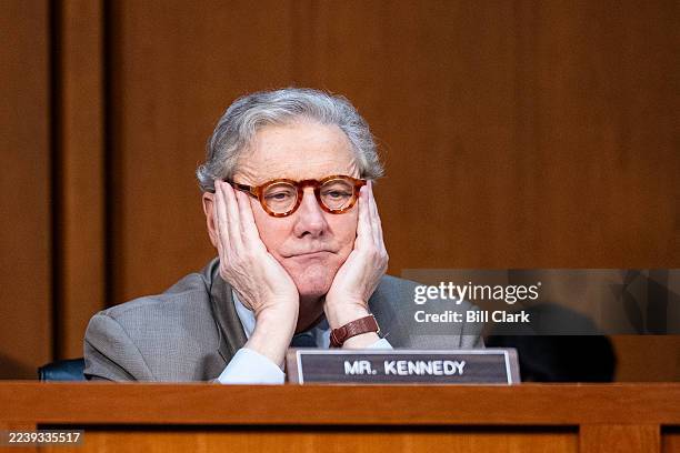 Sen. John Kennedy, R-La., listens during the Senate Judiciary Committee hearing on "Oversight of the Department of Justice" in the Hart Senate Office...