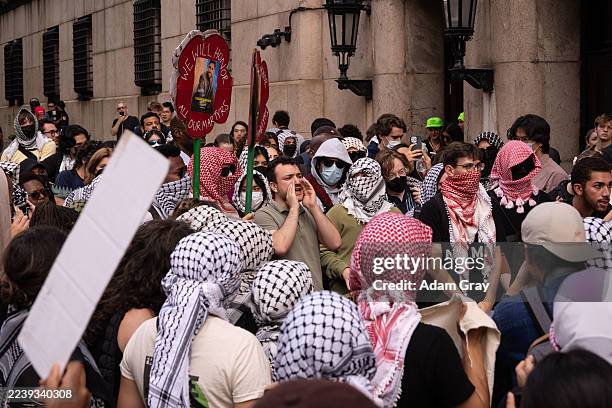 Mahmoud Khalil attends a vigil and protest for Palestine outside of Columbia University on October 7, 2025 in New York City. It has been two years...