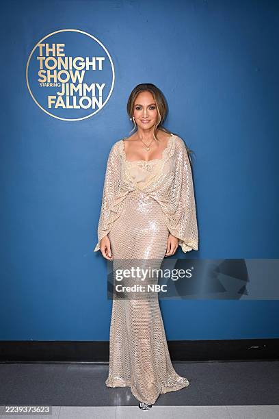 Episode 2196 -- Pictured: Singer & actress Jennifer Lopez poses backstage on Tuesday, October 7, 2025 --