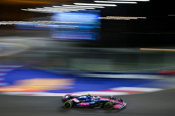 Franco Colapinto of Argentina driving the Alpine F1 A525 Renault on track during the F1 Grand Prix of Singapore at Marina Bay Street Circuit on...