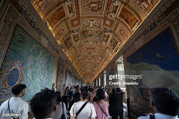 View of the Vatican Museums, showcasing thousands of historical artworks and artifacts that attract visitors from around the world in Vatican City,...
