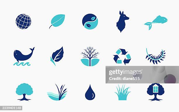 simple environment icon set - treehouse stock illustrations