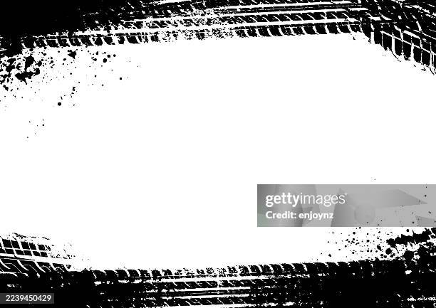 schmutzige reifenspuren, rahmenumrandung stock illustration - reifenspur stock-grafiken, -clipart, -cartoons und -symbole