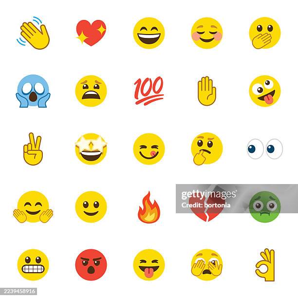 emoticons icon set - social media logos eps stock illustrations