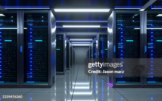 Server Room Data Storage Facility with Multiple Server Cabinets Server Room Data Storage Facility with Multiple Server Cabinets