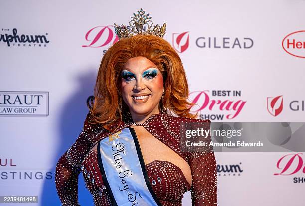 Drag queen Miss America Prays attends the 2025 Best In Drag Show at The Orpheum Theatre on October 05, 2025 in Los Angeles, California.