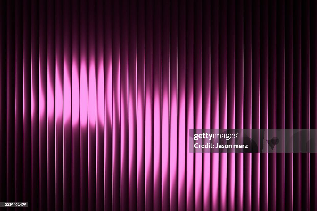 Fluted glass background Abstract Neon Purple Striped Background with Light and Shadow Dynamics