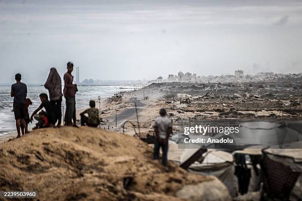 Daily life continues in war-torn Gaza as Palestinians wait for the agreed ceasefire to take effect, in Deir al Balah, Gaza on October 09, 2025.