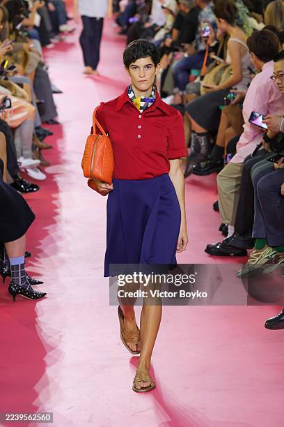 Suzanne Lindon walks the runway during the Miu Miu Womenswear Spring/Summer 2026 show as part of Paris Fashion Week on October 06, 2025 in Paris,...
