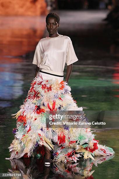 Awar Odhiang walks the runway during the Chanel Womenswear Spring/Summer 2026 show as part of Paris Fashion Week on October 06, 2025 in Paris, France.