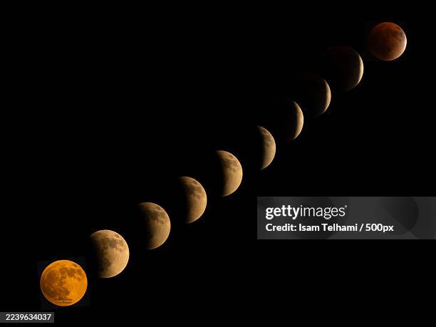 lunar eclipse phases a celestial dance of light and shadow across the night sky,israel - lunar eclipse stock pictures, royalty-free photos & images