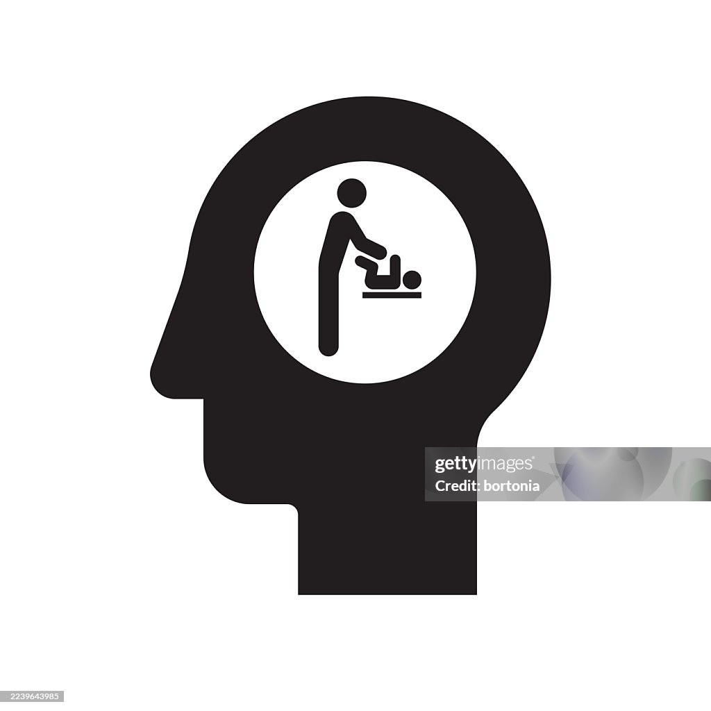 Baby Changing Station Symbol Black and White Head Glyph Icon