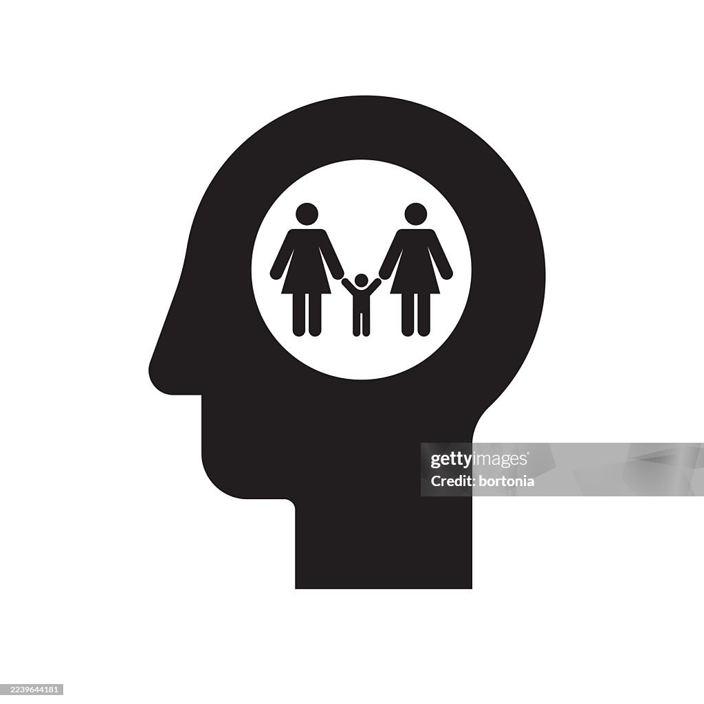 Lesbisches Familiensymbol Schwarz-Weißer Kopf Glyphensymbol