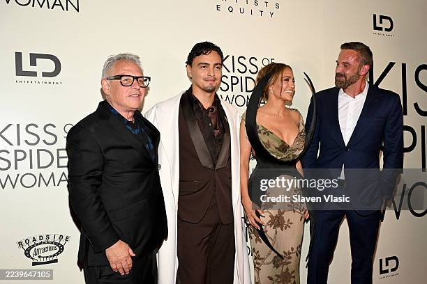 Bill Condon, Tonatiuh, Jennifer Lopez and Ben Affleck attend the "Kiss Of The Spider Woman" New York Screening on October 06, 2025 in New York City.