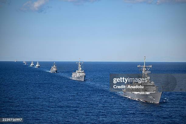 Salute is performed by ships and helicopters at the end of Distinguished Observer Day activities of the DENIZKURDU-I/2025 exercise, conducted by the...