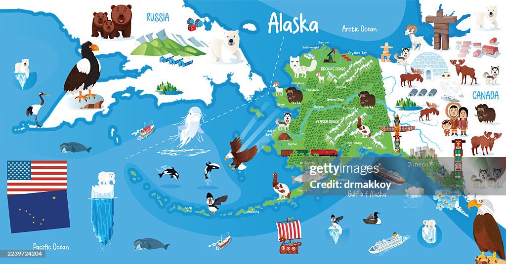 Alaska Cartoon Map