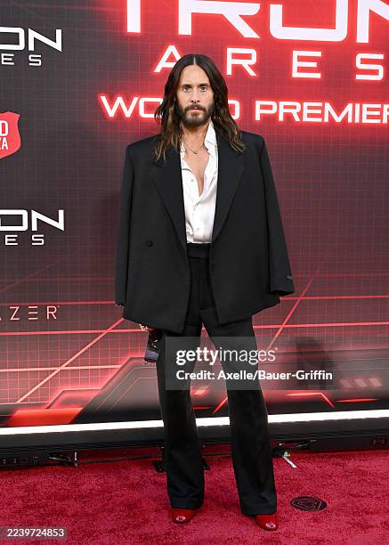 Jared Leto attends the Premiere of Disney's "Tron: Ares" at TCL Chinese Theatre on October 06, 2025 in Hollywood, California.
