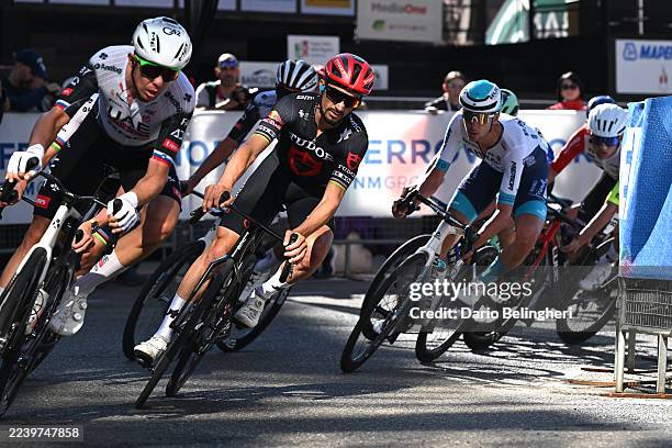 Julian Alaphilippe of France and Tudor Pro Cycling Team competes during the 104th Tre Valli Varesine 2025 a 200.3km one day race from Busto Arsizio...