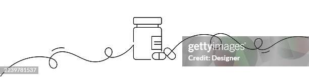 one continuous line drawing of supplements icon. single line vector illustration - supplements bottle stock illustrations