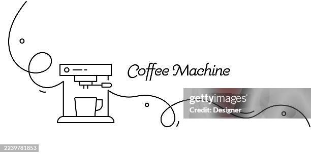 one continuous line drawing of coffee machine icon. single line vector illustration - making espresso stock illustrations