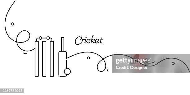 one continuous line drawing of cricket icon. single line vector illustration - cricket bat stock illustrations