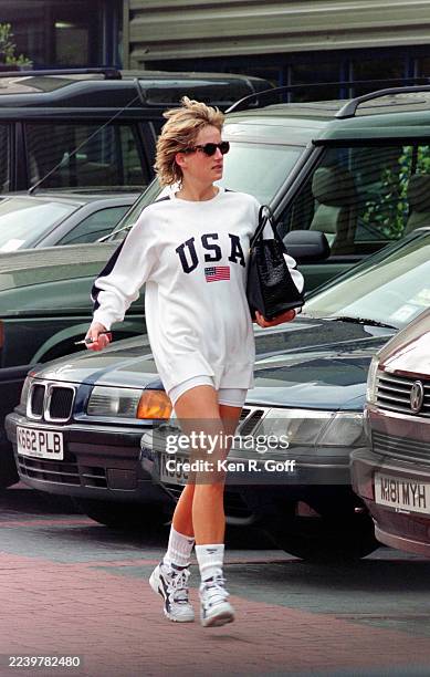 Princess Diana visiting her gym at the Harbour Club, Chelsea, London.
