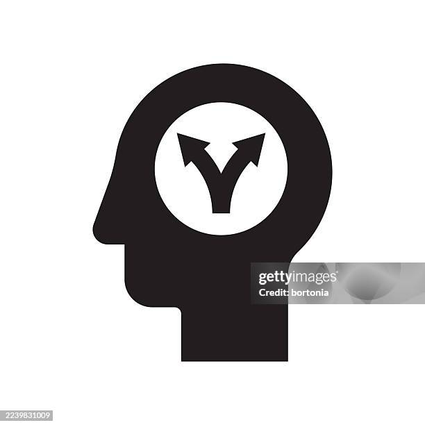 split path direction arrow head glyphs black icon - fork side view stock illustrations