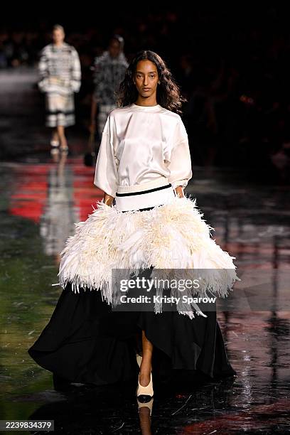 Model walks the runway during the Chanel Womenswear Spring/Summer 2026 show as part of Paris Fashion Week on October 06, 2025 in Paris, France.