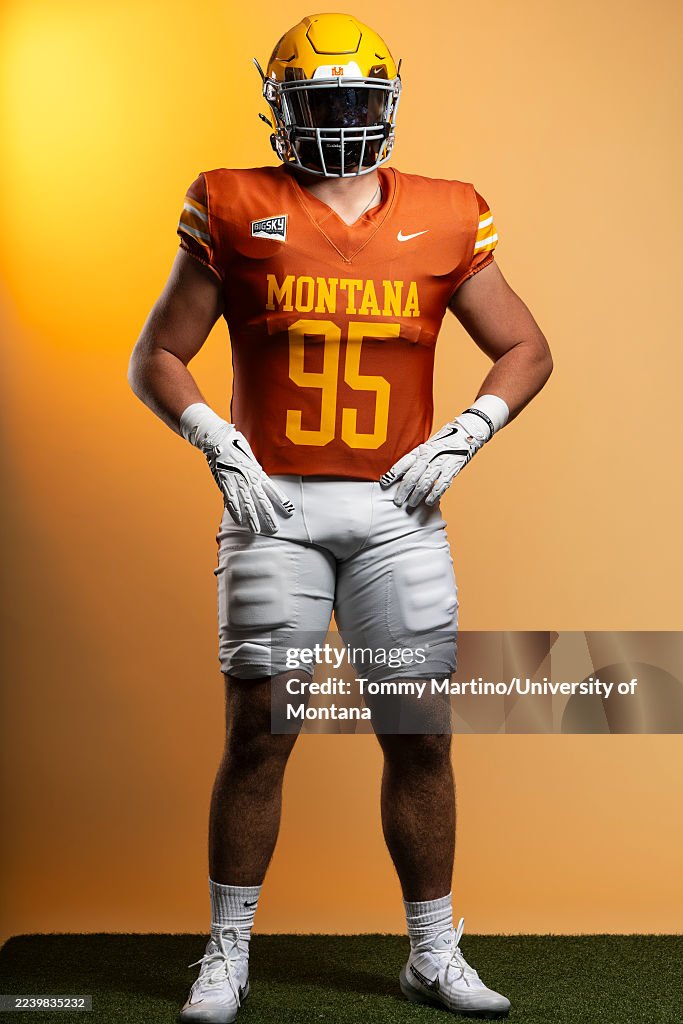 Senior linebacker Geno Leonard of the Montana Grizzlies sports the