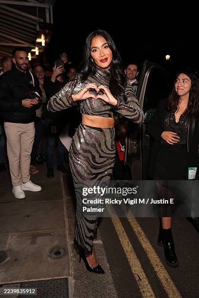 Nicole Scherzinger leaving The Royal Albert Hall after her performance during 'An Evening With Nicole Scherzinger' on October 06, 2025 in London,...
