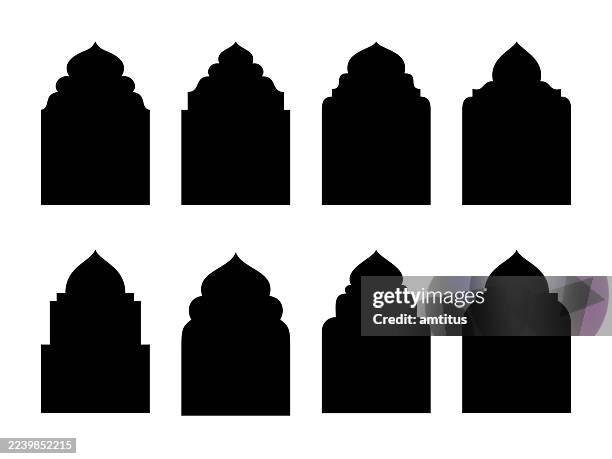 ornate entrances - arab culture stock illustrations