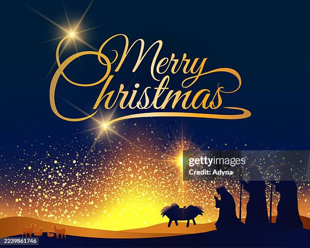 three wise men - nativity scene stock illustrations