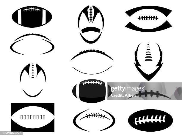 ilustraciones, imágenes clip art, dibujos animados e iconos de stock de conjunto de diseño de iconos - fútbol americano