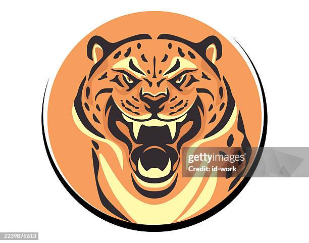 panther roaring symbol - roaring leopard stock illustrations