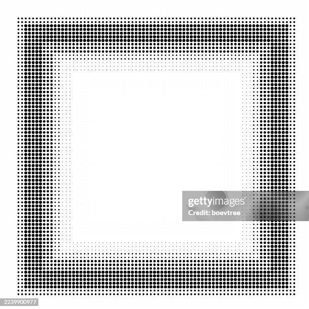 monochrome half tone polka dots texture frame cover background - microchip macro stock illustrations