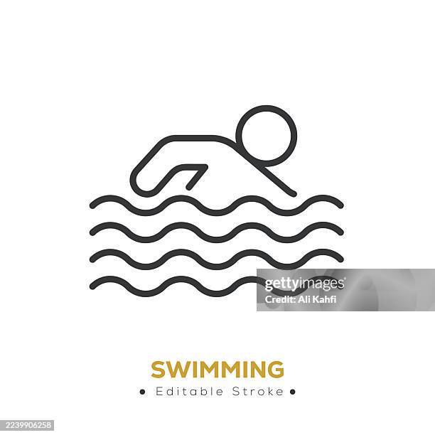 swimming line icon. thin line icon that can be applied anywhere, simple, pixel perfect and modern style - hydrotherapy stock illustrations